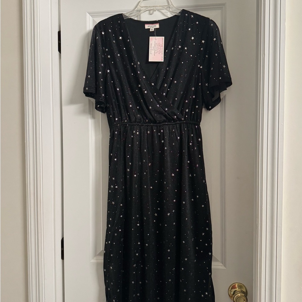 Andree black star maxi dress size M
